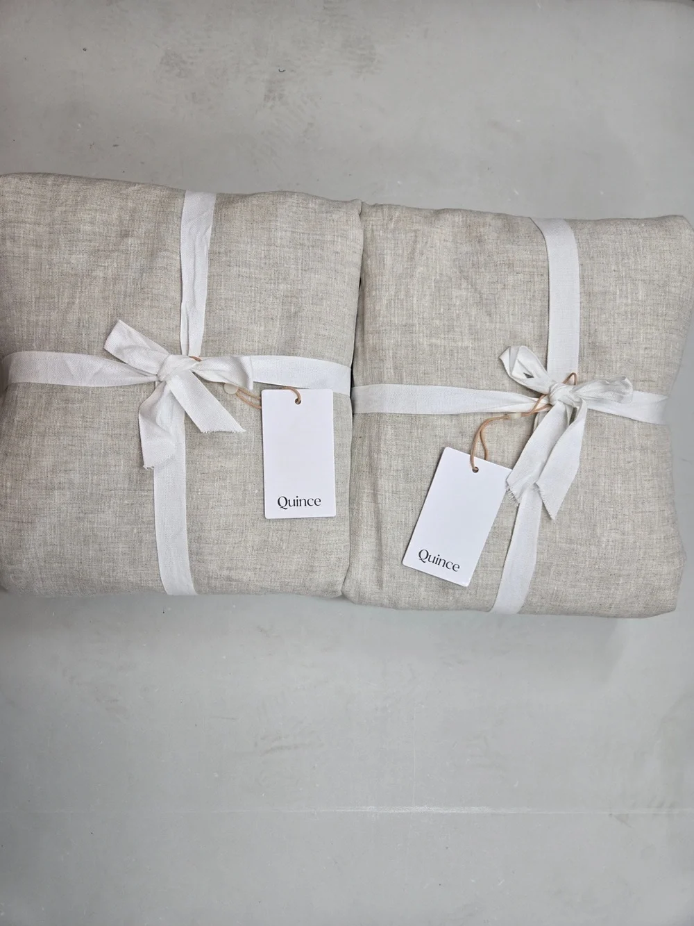 NWT QUINCE Set Of 2 48x96 European Linen True Blackout Curtains Flax 9496